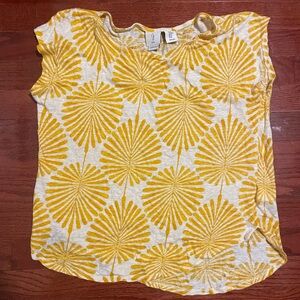 Joie Yellow Floral Short Sleeve Top